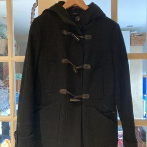 Women's Tommy Hilfiger wool-blend (60%) black hooded duffel coat